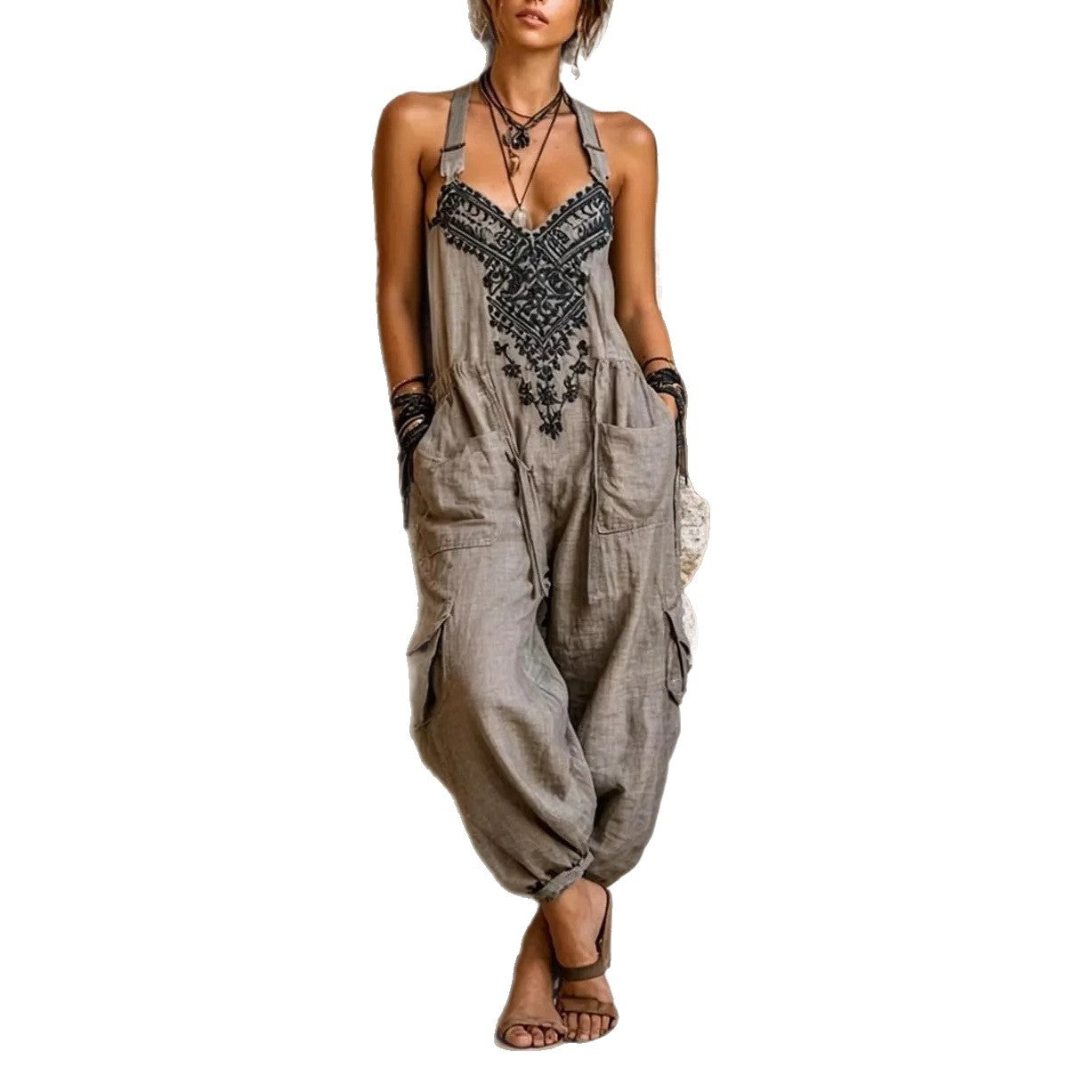 Loose Cargo Jumpsuit with Pockets