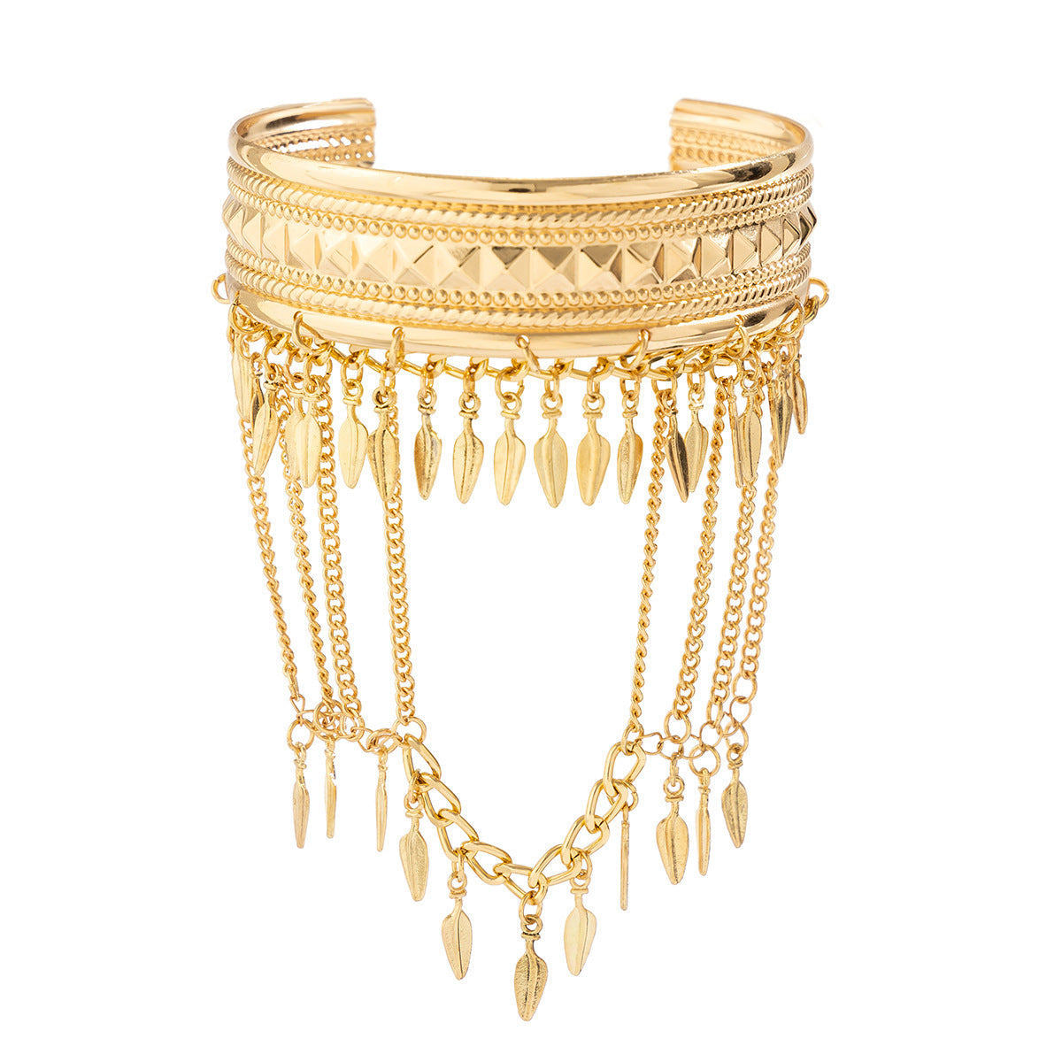New Fashion Women’s Minimal Versatile Casual Street Style Leaf Coin Tassel Chain Linked Bracelet - Golden leaves