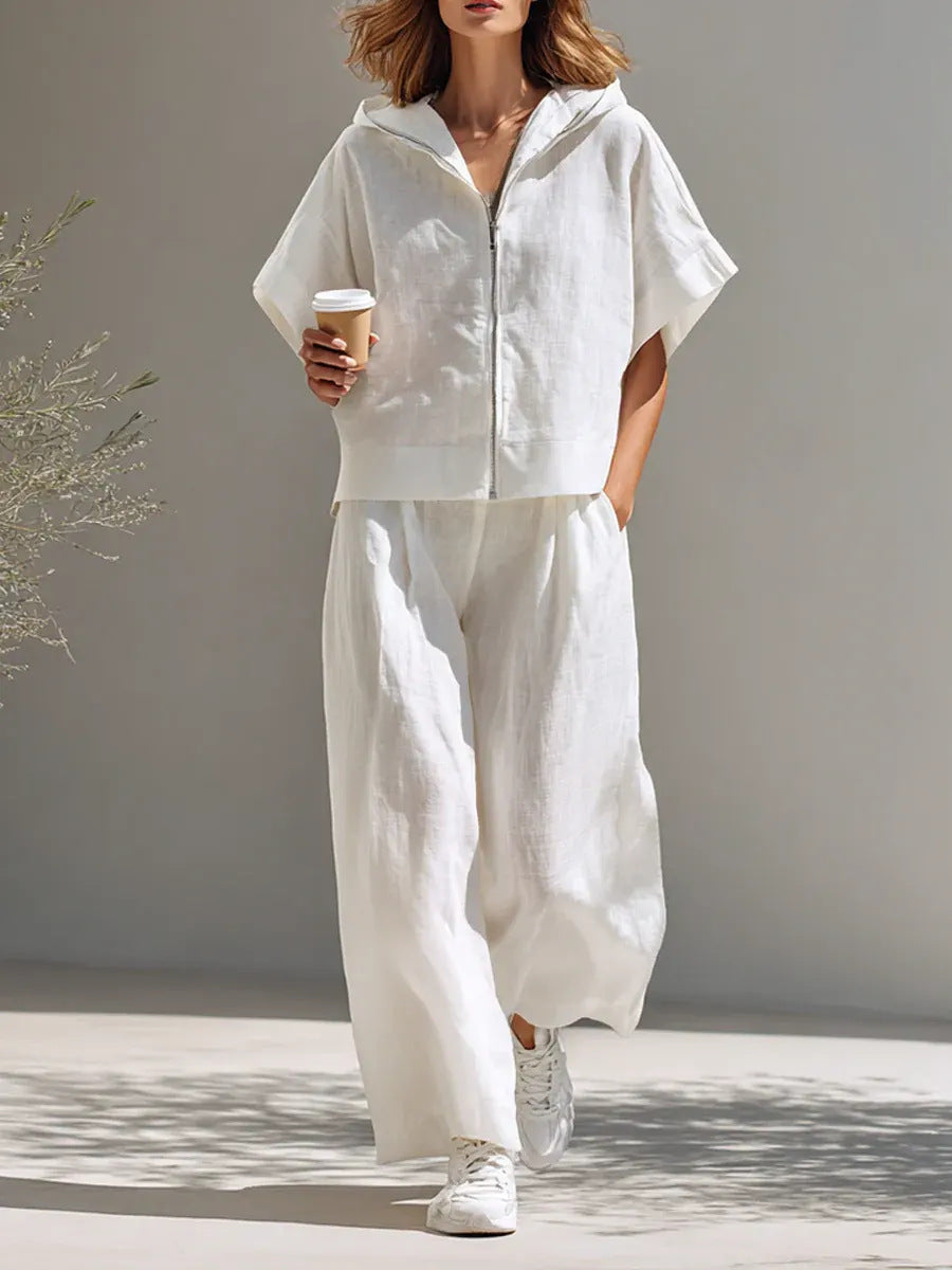 Ensemble sweat à capuche zippé et pantalon large