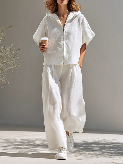 Ensemble sweat à capuche zippé et pantalon large