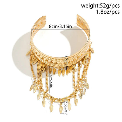 New Fashion Women’s Minimal Versatile Casual Street Style Leaf Coin Tassel Chain Linked Bracelet