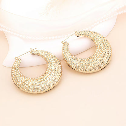 Large Hammered Teardrop Hoop Earrings Bold Textured 14K Gold Plated Statement Hoops