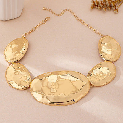 Chunky Choker Necklace & Matching Stud Earrings - T695 geometric necklace