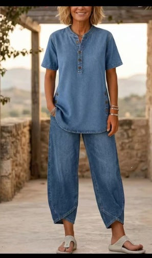 Effortless Denim Two-Piece Cozy Set