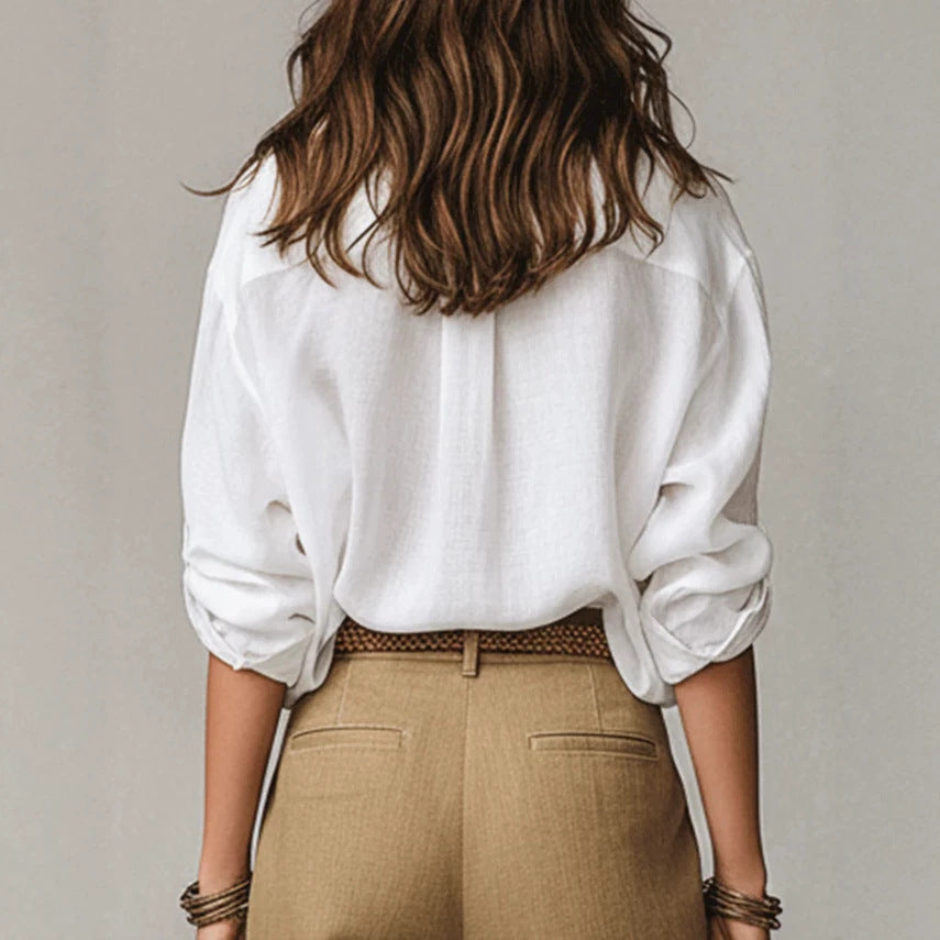 Bohemian Effortless Linen White Blouse