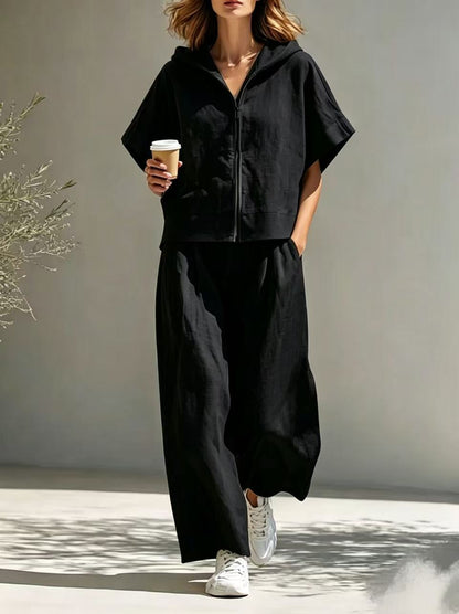 Ensemble sweat à capuche zippé et pantalon large