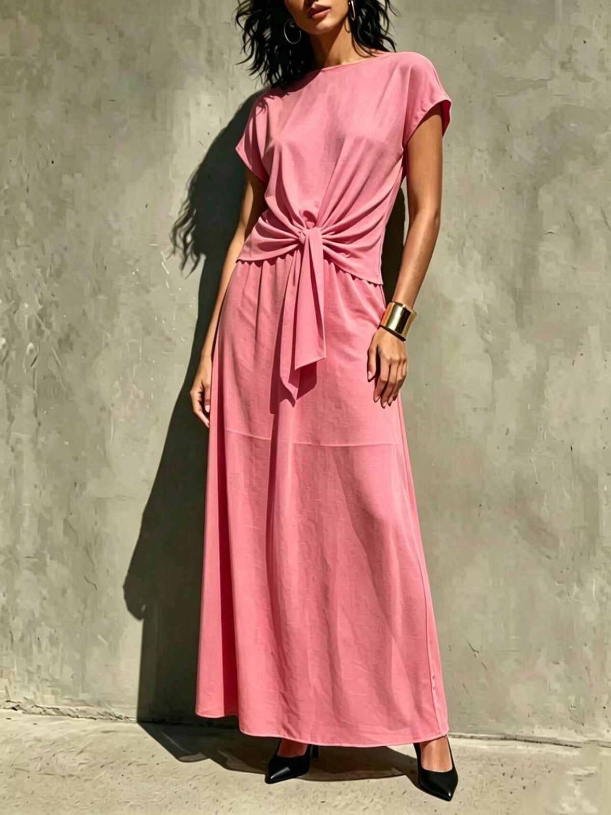 Elegant White Twist-Front Semi-Sheer Maxi Dress