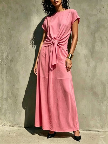 Elegant White Twist-Front Semi-Sheer Maxi Dress