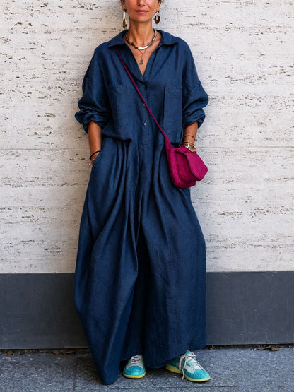 Combinaison oversize en lin à jambes larges