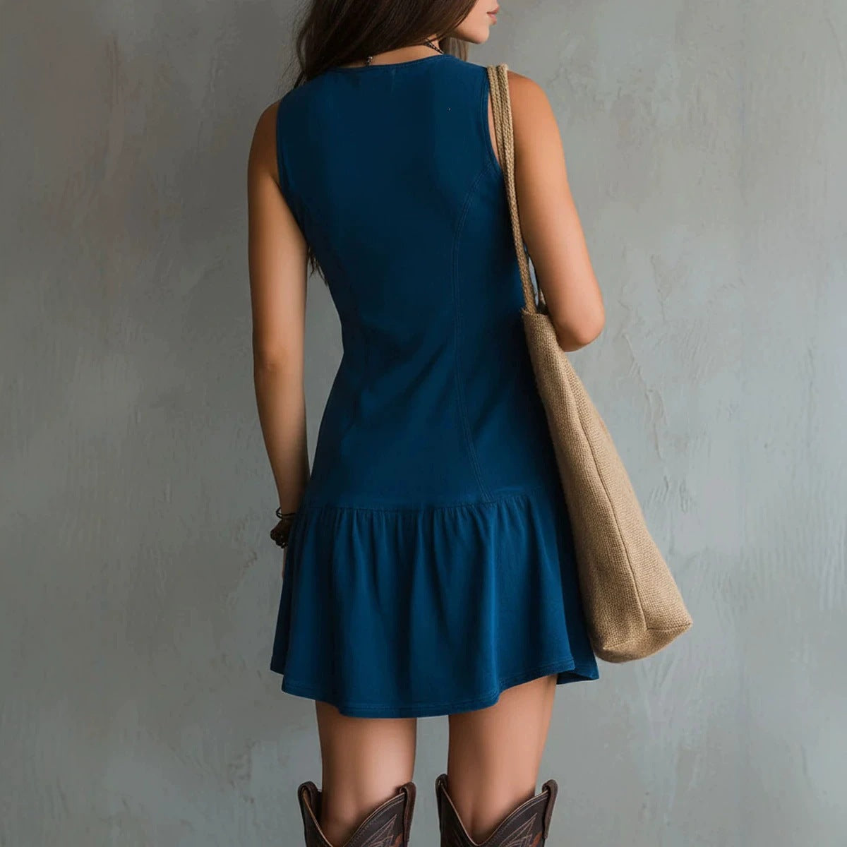 Sleeveless Button-Down Denim Mini Dress