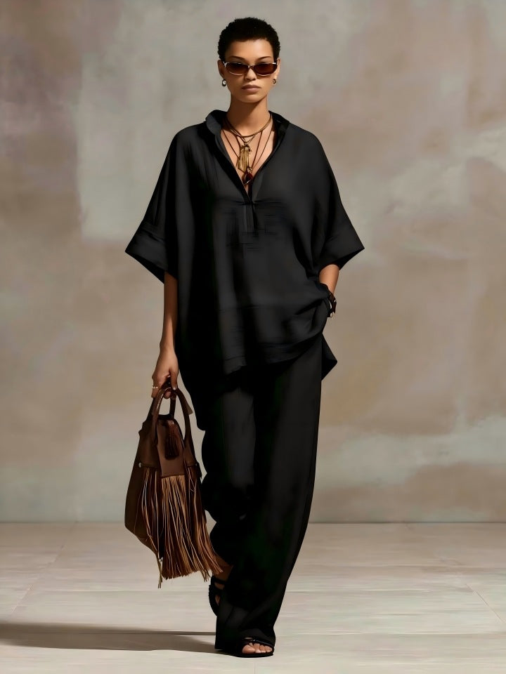 Oversized Relaxed Two Piece Linen Feel Matching Set