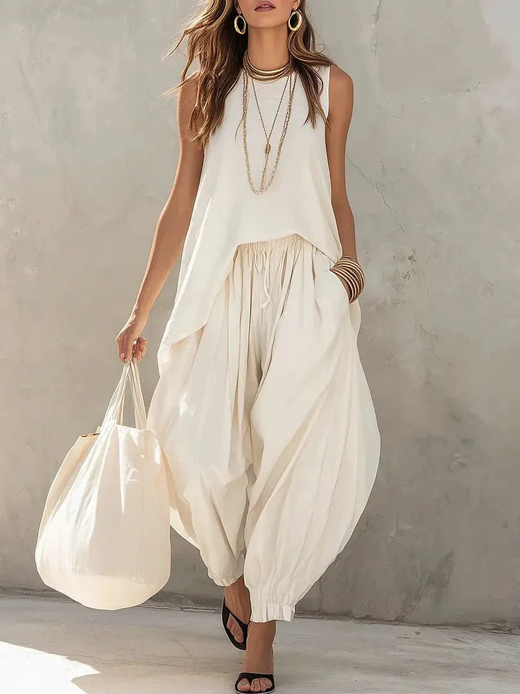 Ensemble débardeur et pantalon harem décontractés