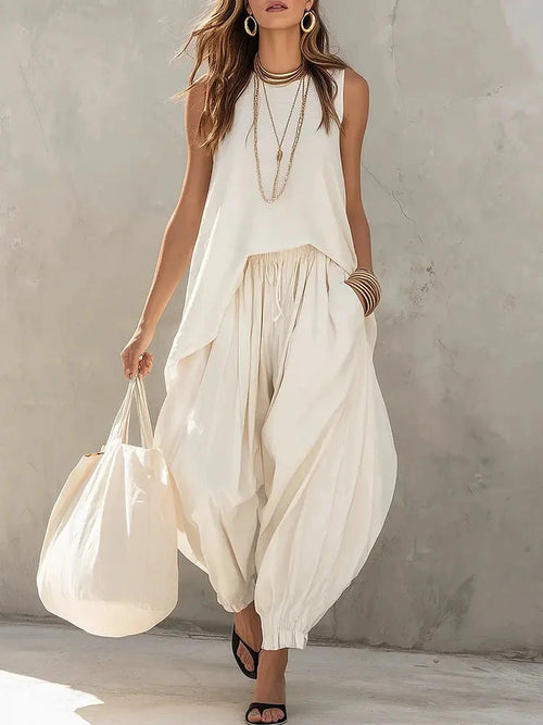 Ensemble débardeur et pantalon harem décontractés