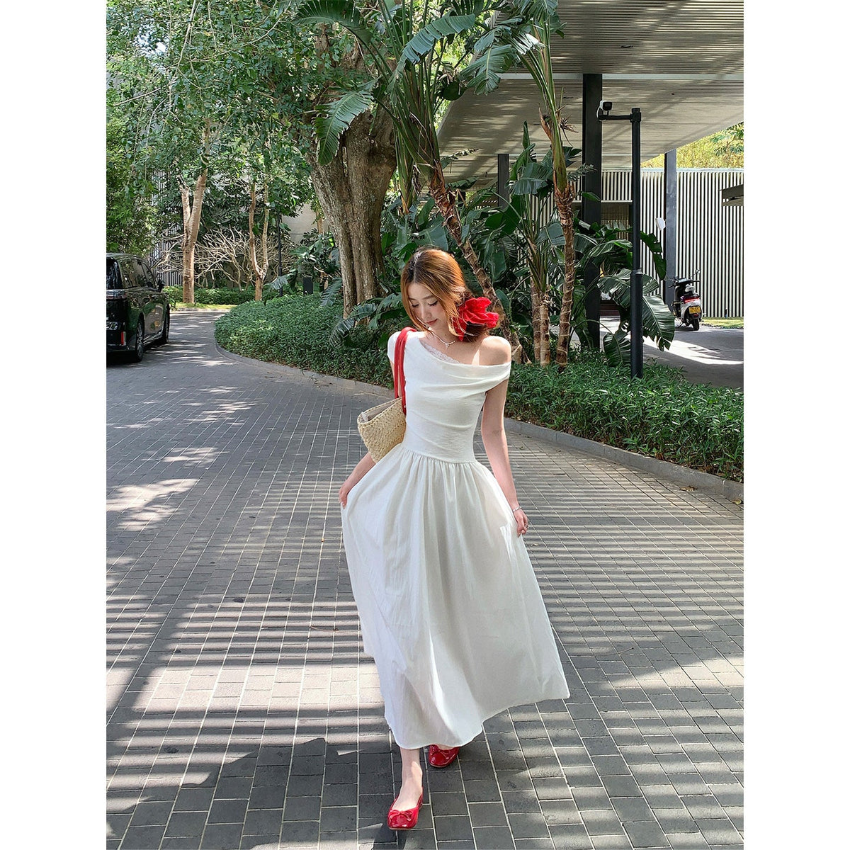 Halter Keyhole Neck Crinkled Tiered Maxi Dress