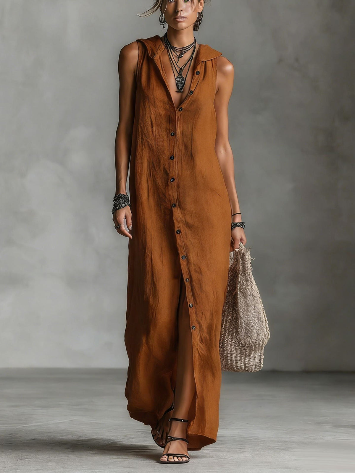 Robe longue sans manches, robe une‑pièce pour femme