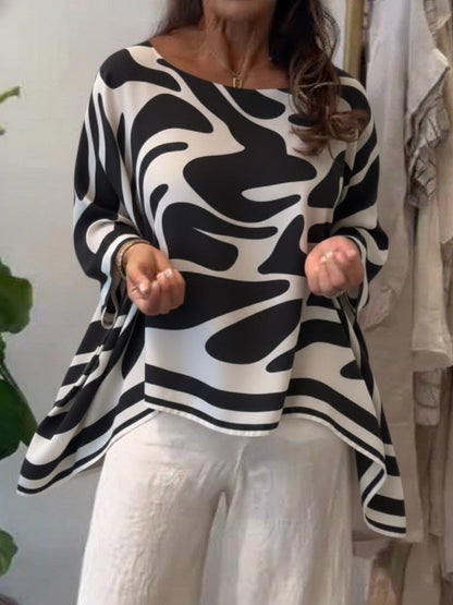 Blouse en mousseline imprimée décontractée à coupe ample