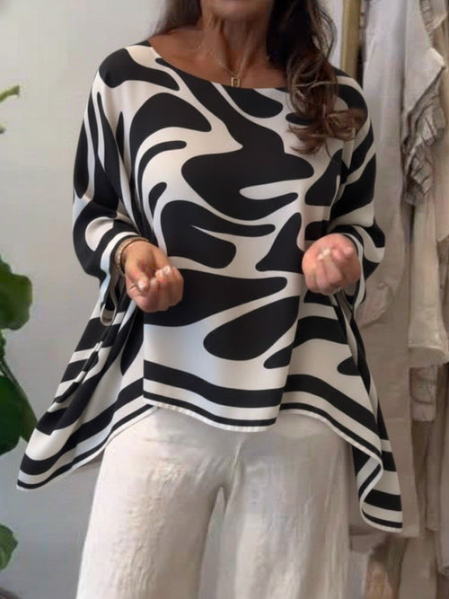 Blouse en mousseline imprimée décontractée à coupe ample