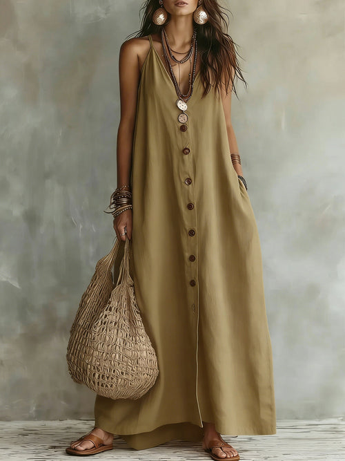 🌿 Boho Linen Maxi Dress: Effortless Summer Style