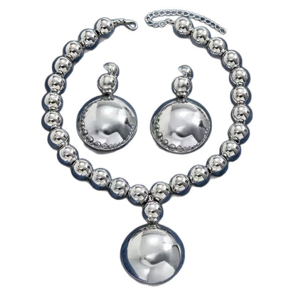 Chunky Round Ball Jewelry 2-Piece Set | Statement Beaded Choker & Triple Ball Drop Earrings