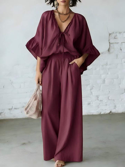 Linen Blend Vacation Two Piece Matching Set