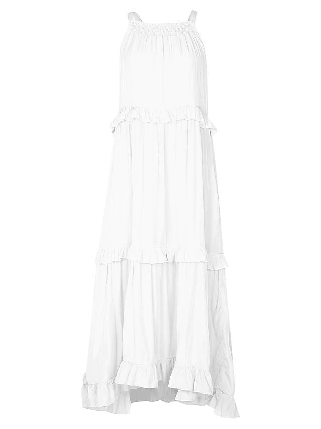 Halter Ruffle Tiered Flowy Maxi Dress