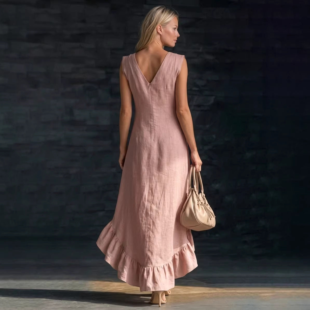 Robe romantique à col V à volants
