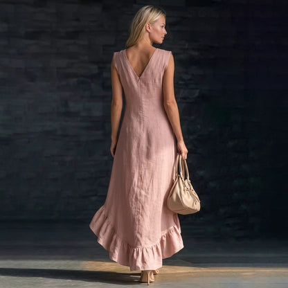 Robe romantique à col V à volants