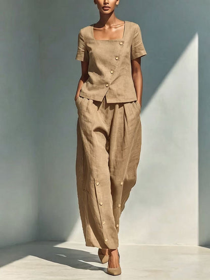Ensemble deux pièces en lin sur mesure