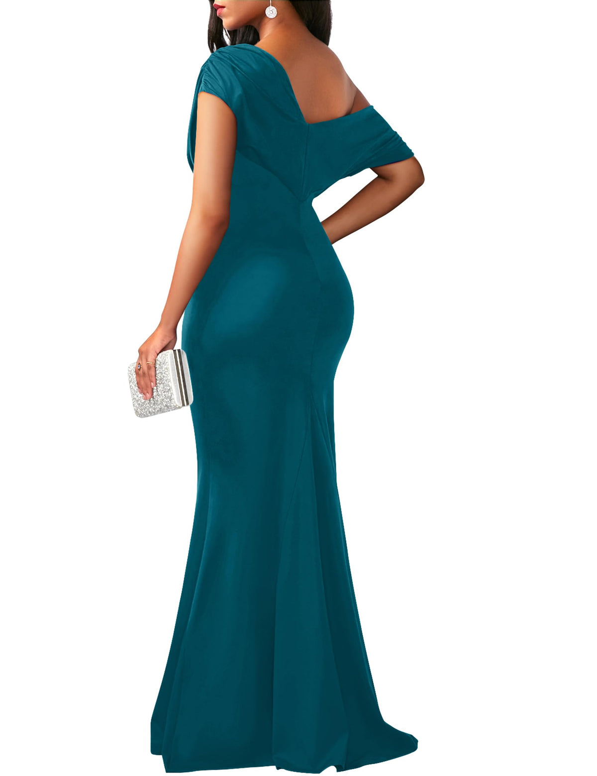 Robe de soirée longue de fête formelle moulante élégante sans épaules et sans manches pour femmes 2025