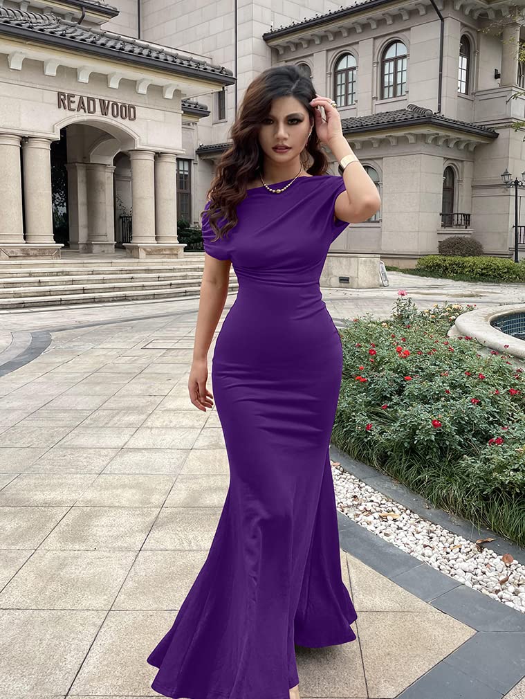 Robe de soirée longue de fête formelle moulante élégante sans épaules et sans manches pour femmes 2025