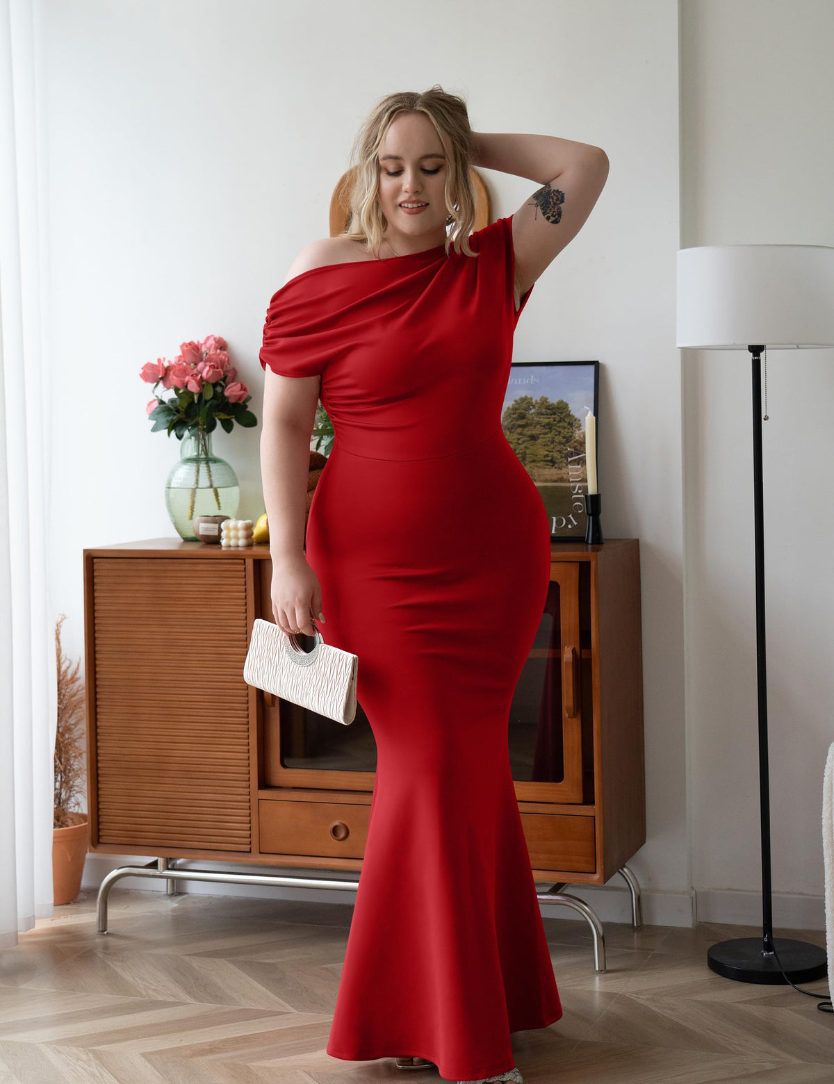 Robe de soirée longue de fête formelle moulante élégante sans épaules et sans manches pour femmes 2025