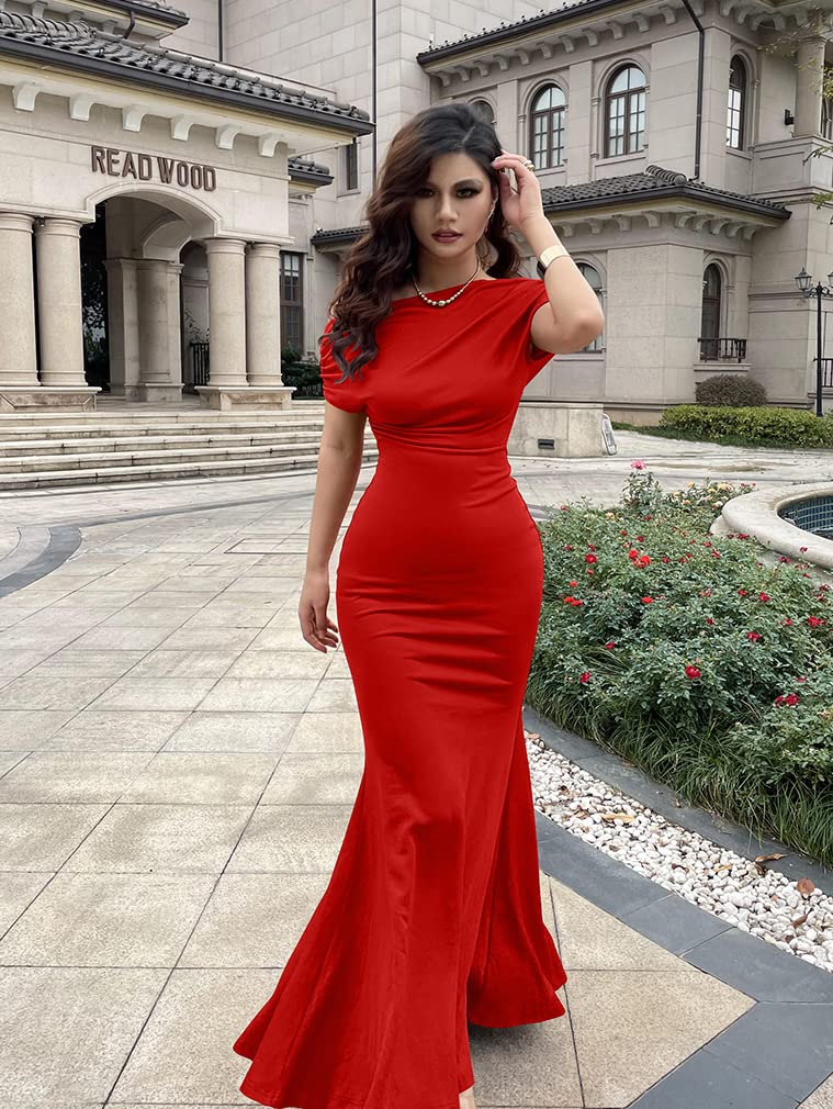 Robe de soirée longue de fête formelle moulante élégante sans épaules et sans manches pour femmes 2025