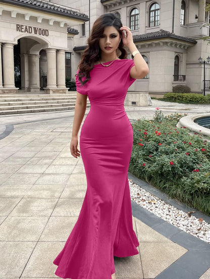 Robe de soirée longue de fête formelle moulante élégante sans épaules et sans manches pour femmes 2025