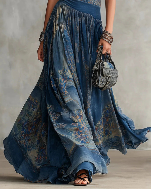Robe débardeur élégante sans manches imprimée rétro