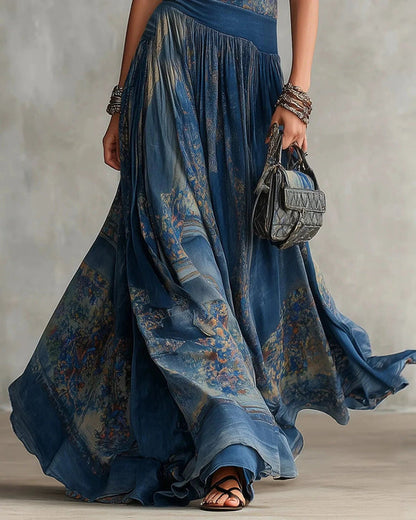 Robe débardeur élégante sans manches imprimée rétro