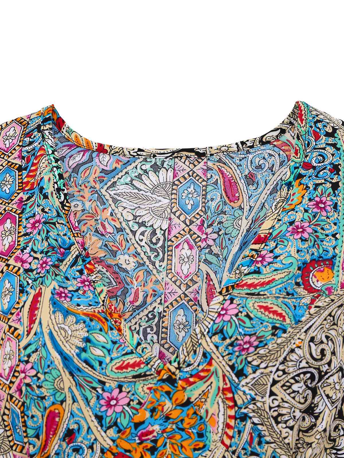 Robe bohème à motifs cachemire et fleurs, manches cloche
