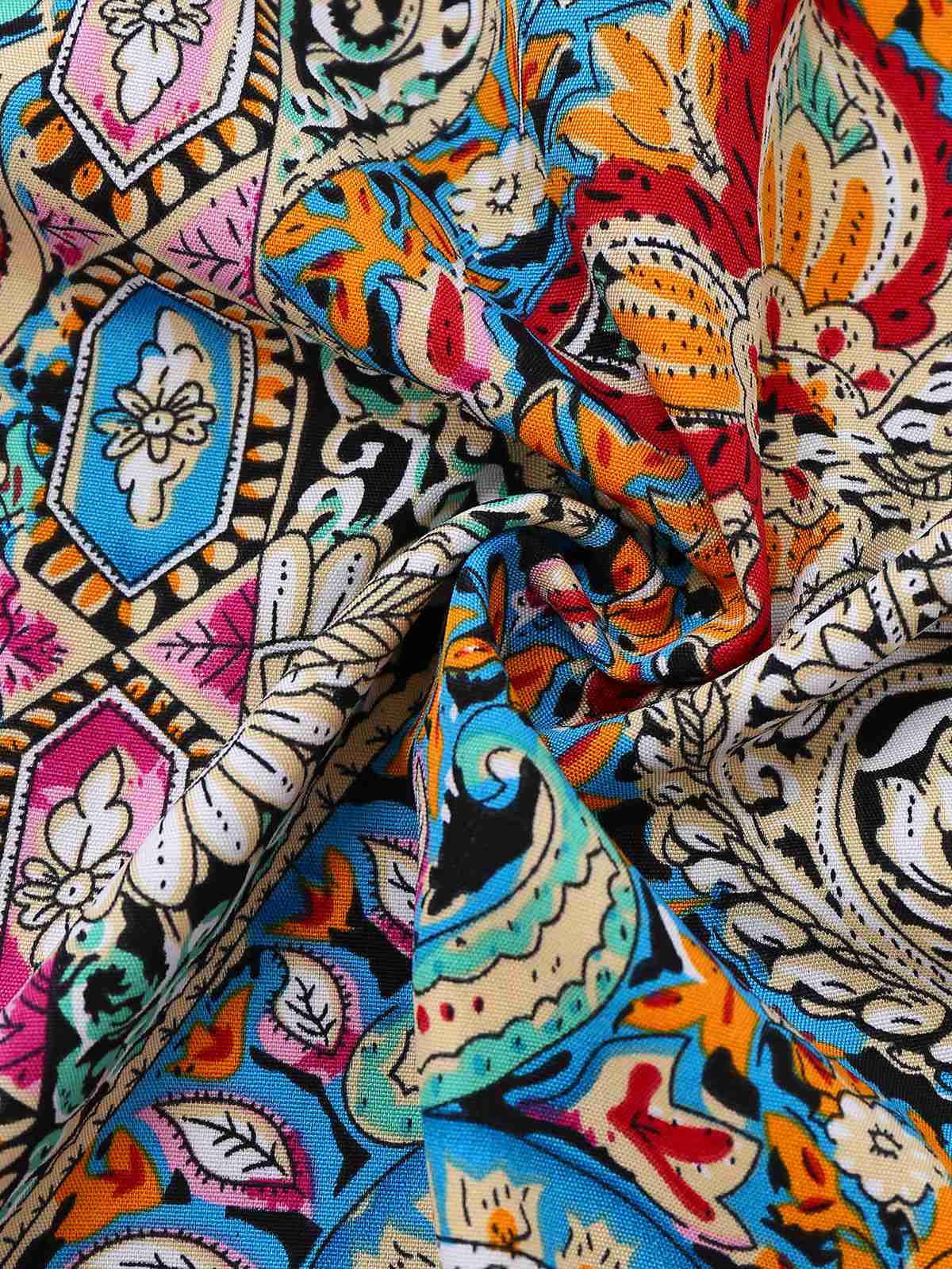 Robe bohème à motifs cachemire et fleurs, manches cloche