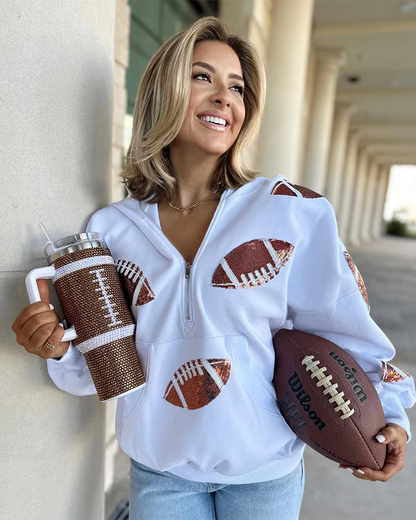 ‘Glam Kickoff’ Long Sleeve Zip Hoodie - Bra