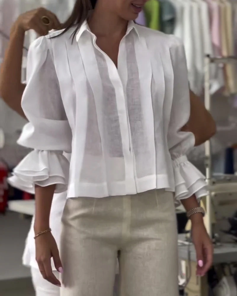 Chemise à manches bouffantes et à volants Aumora