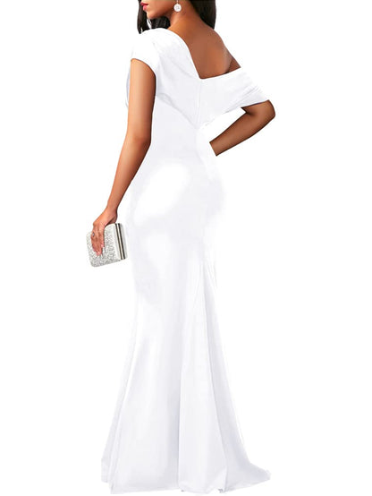 Robe de soirée longue de fête formelle moulante élégante sans épaules et sans manches pour femmes 2025