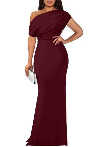 Robe de soirée longue de fête formelle moulante élégante sans épaules et sans manches pour femmes 2025