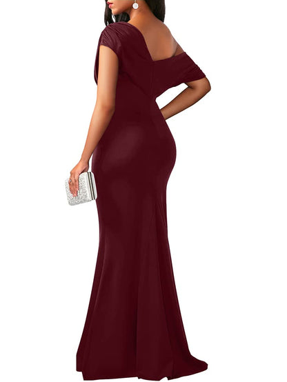 Robe de soirée longue de fête formelle moulante élégante sans épaules et sans manches pour femmes 2025