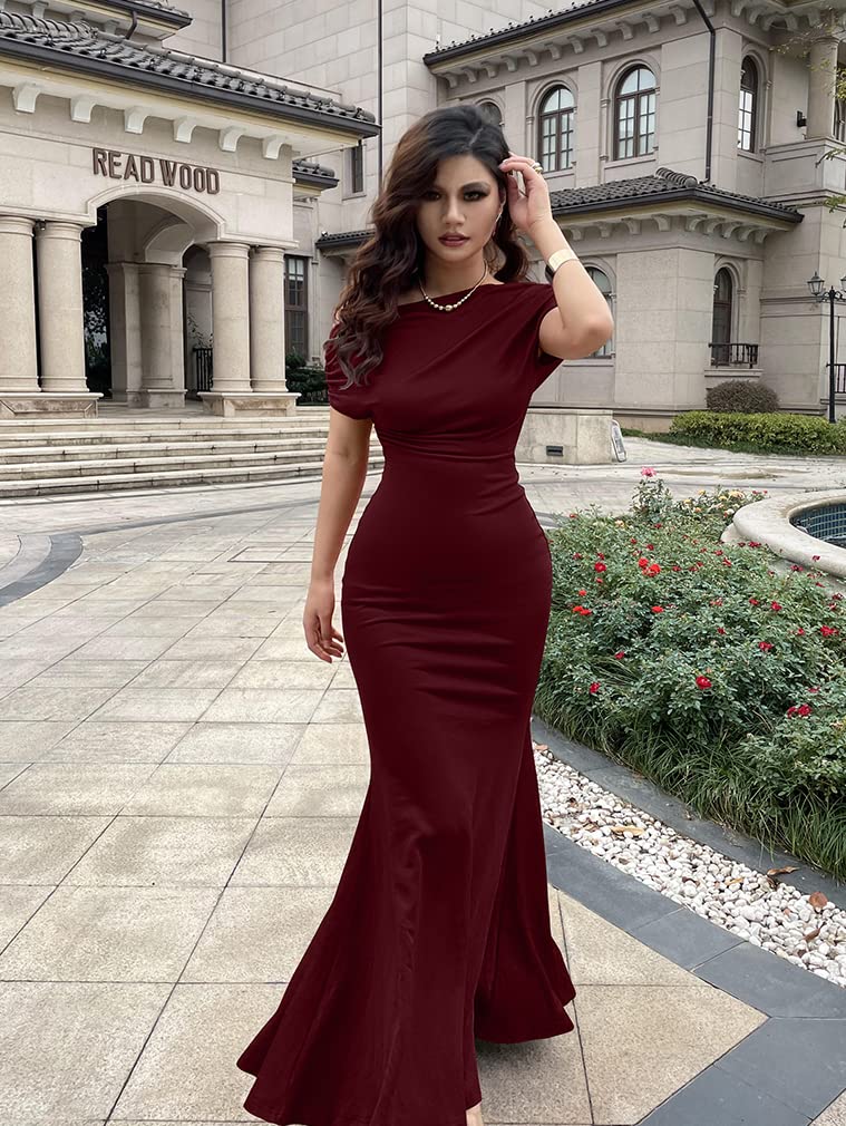Robe de soirée longue de fête formelle moulante élégante sans épaules et sans manches pour femmes 2025