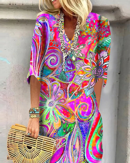 Robe à imprimé floral coloré