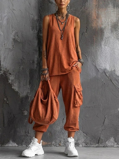 Oversized Sleeveless Top & Cargo Jogger Set