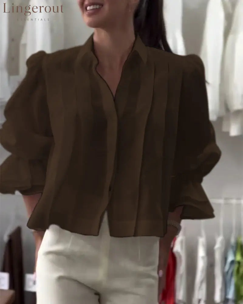 Aumora Puff Sleeve Ruffle Shirt
