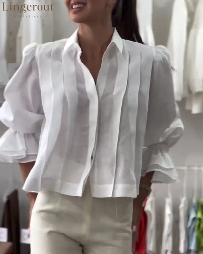 Aumora Puff Sleeve Ruffle Shirt