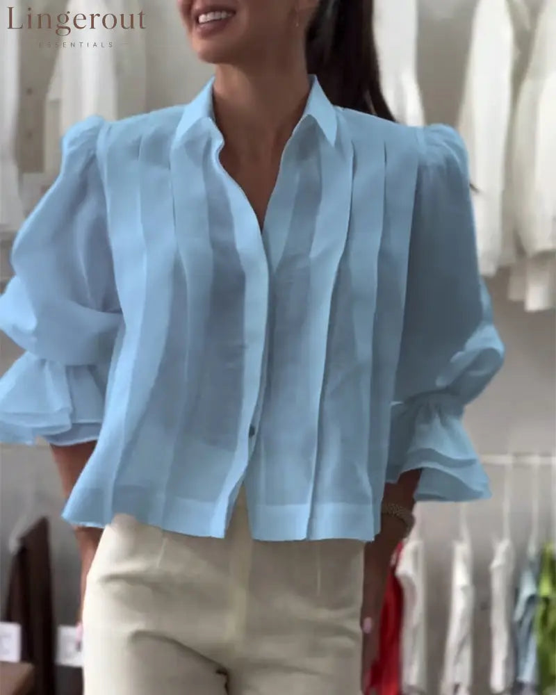 Aumora Puff Sleeve Ruffle Shirt