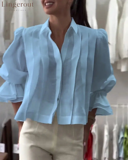 Aumora Puff Sleeve Ruffle Shirt