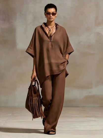 Oversized Relaxed Two Piece Linen Feel Matching Set